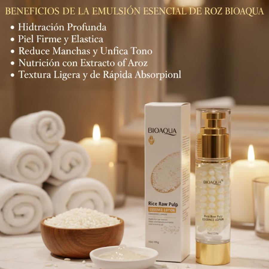 Loción Esencia BIOAQUA Rice Raw Pulp – Hidratación Iluminadora con Extracto de Arroz 🌾✨